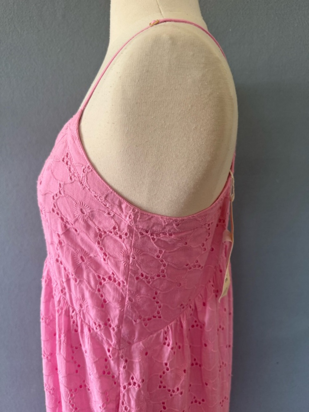 Saltwater LUXE Amalia Midi Dress Pink Eyelet Embroidered Cotton Sundress S NWT - Picture 5 of 11